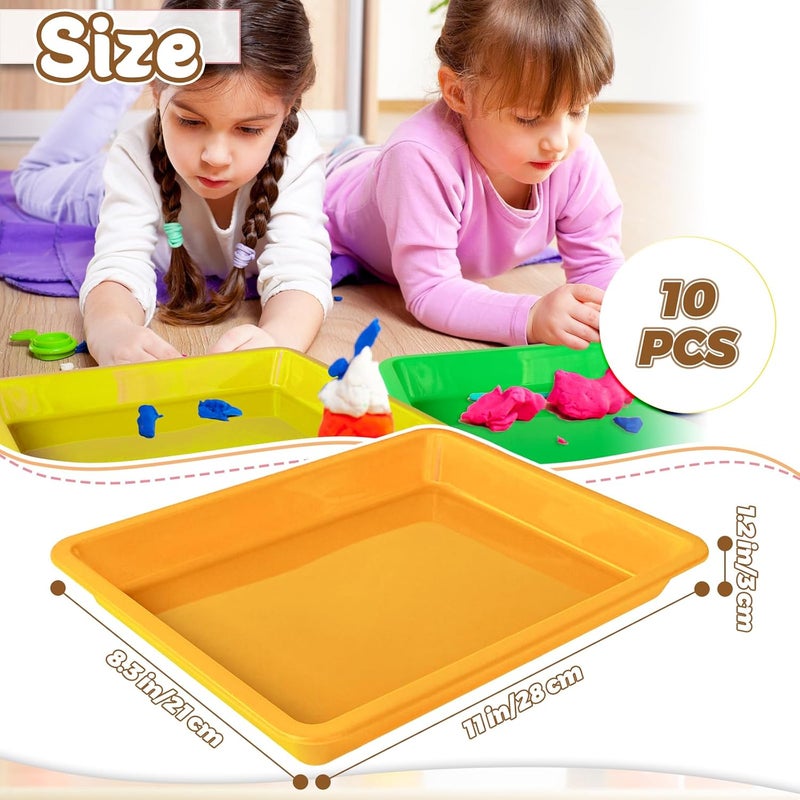Bvrbaory 10 Pack Multicolor Plastic Art Trays,10 Colors Activity Crafts Tray,Colorful Art Organizer Trays,Art Serving Tray for DIY Projects,Painting,Beads,Home School Crafts - Image 2